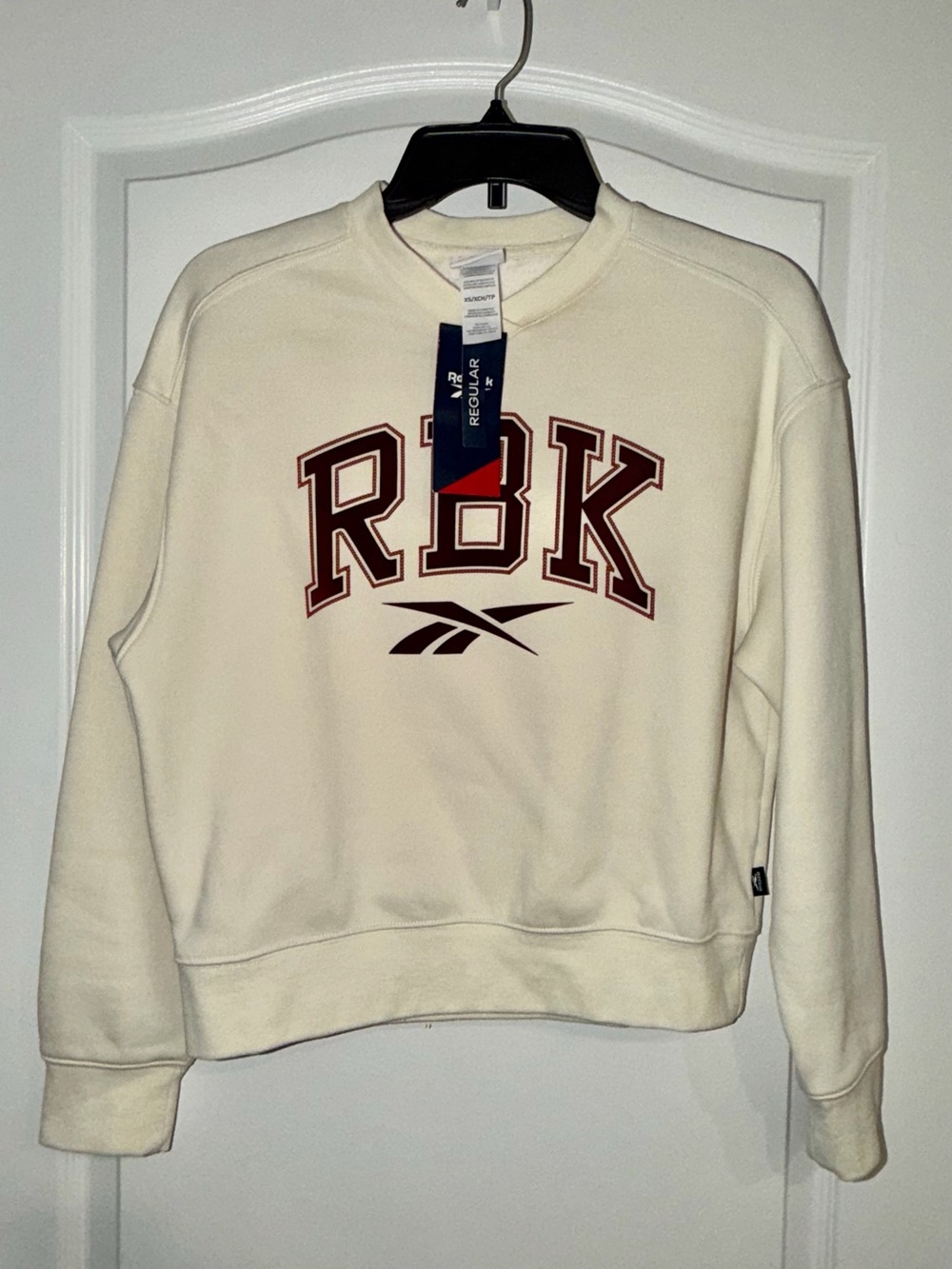 Reebok Cream Sweatshirt with Maroon RBK Logo